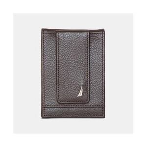 Nautica Men's Brown Front Pocket Leather Wallet